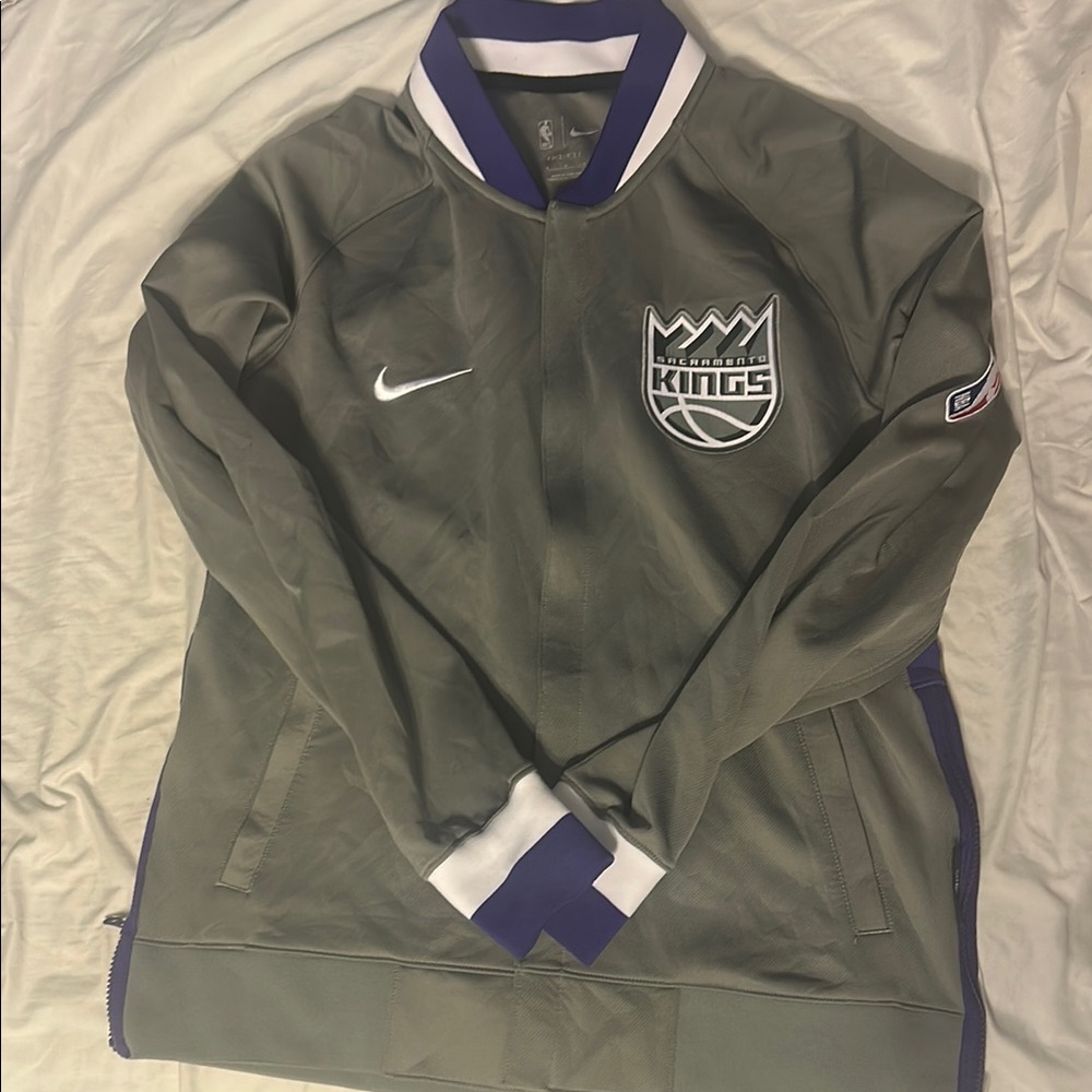 Nike Gray Kings Jacket with Purple and White Accents